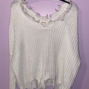 White v neck sweater